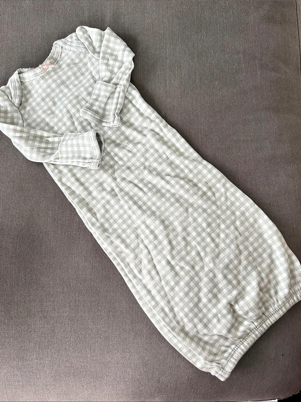 carter's Green Gingham Long Sleeve Sleep Gown Baby Preemie